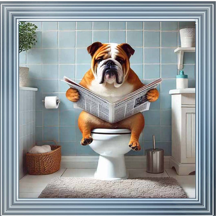 AN2210-C Bulldog Sitting on Toilet