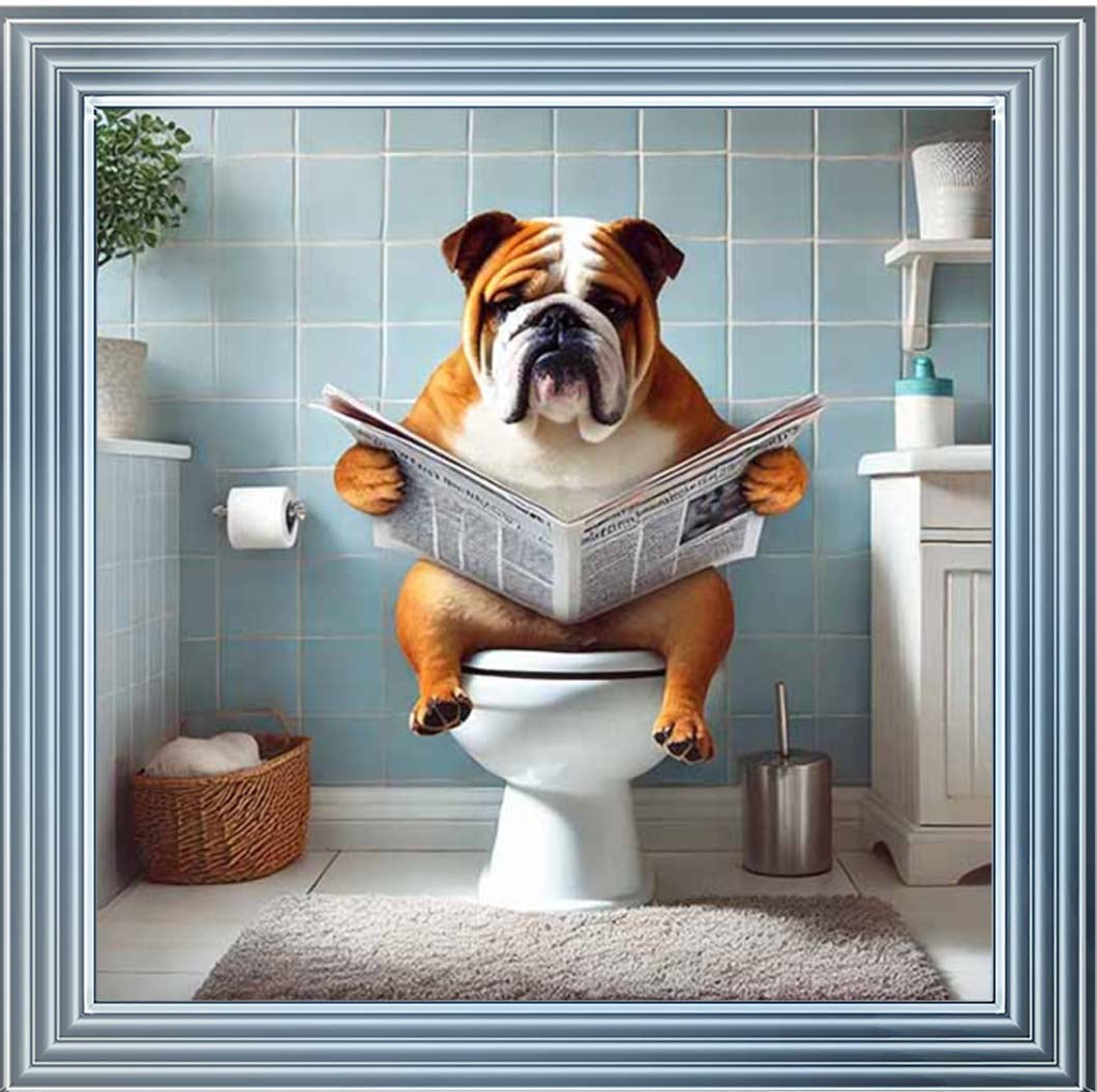 AN2210-C Bulldog Sitting on Toilet