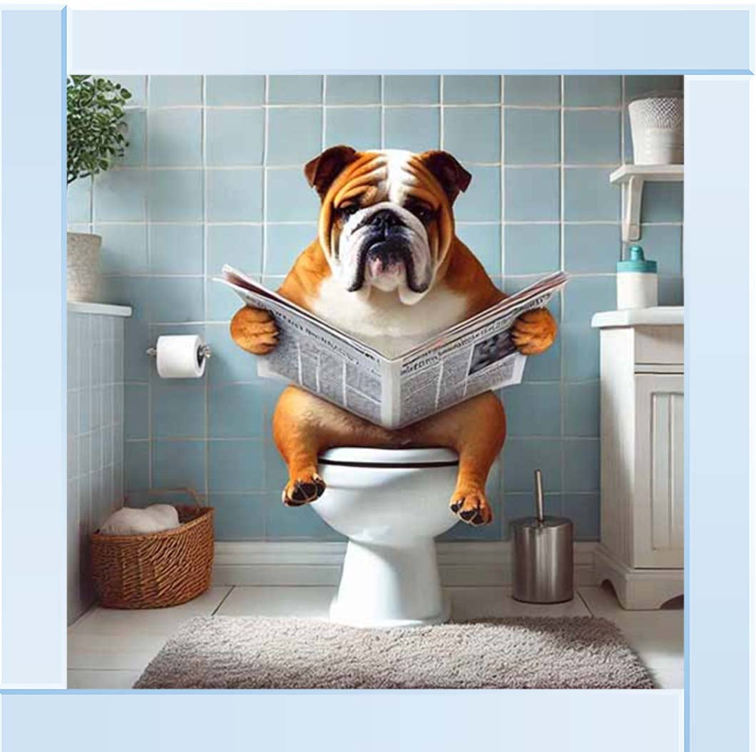 AN2210-C Bulldog Sitting on Toilet