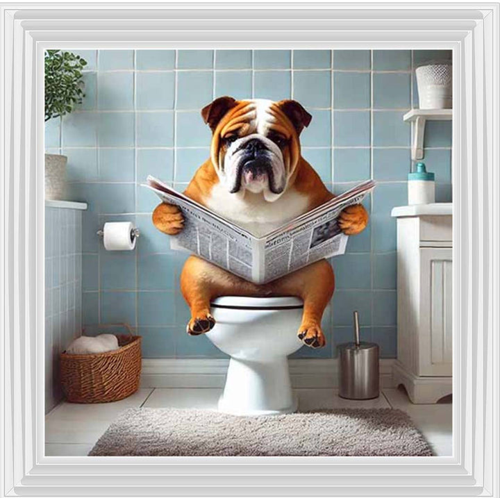 AN2210-C Bulldog Sitting on Toilet