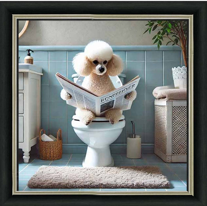 AN2211-C Poodle Sitting on Toilet
