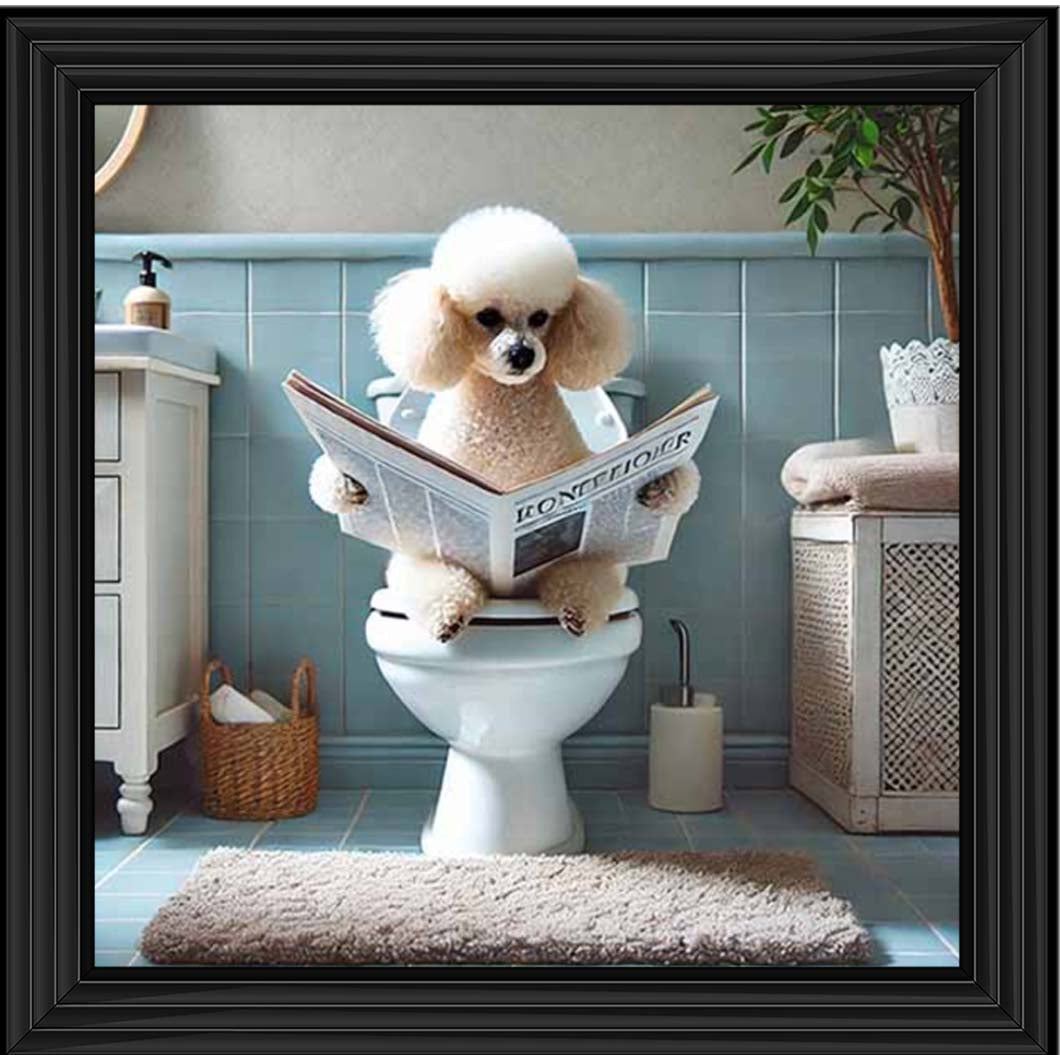 AN2211-C Poodle Sitting on Toilet