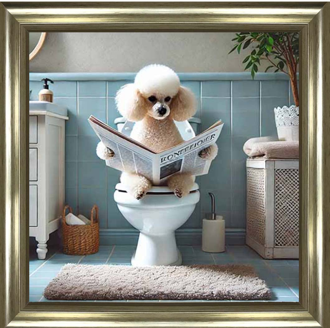 AN2211-C Poodle Sitting on Toilet
