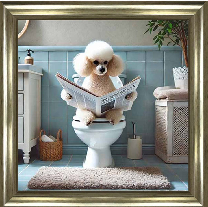 AN2211-C Poodle Sitting on Toilet