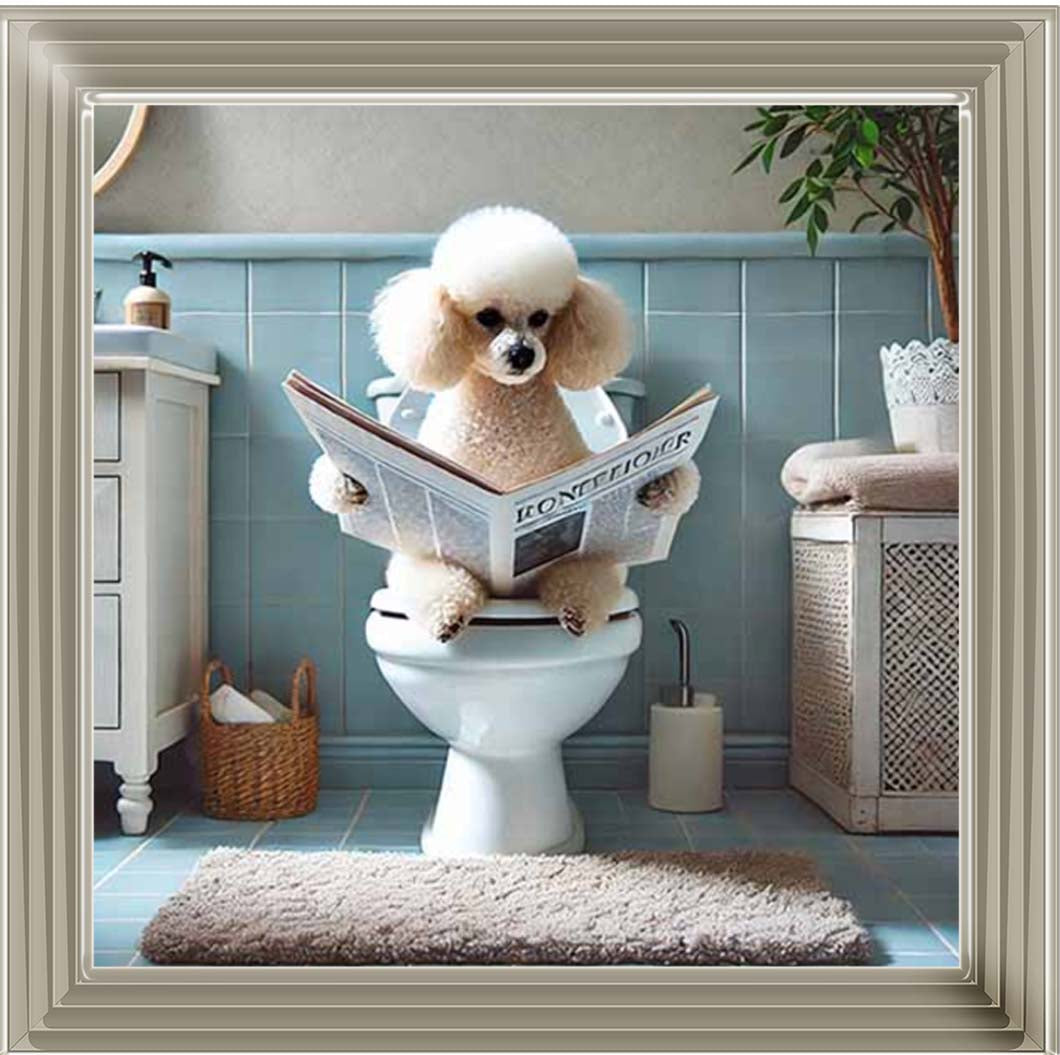 AN2211-C Poodle Sitting on Toilet