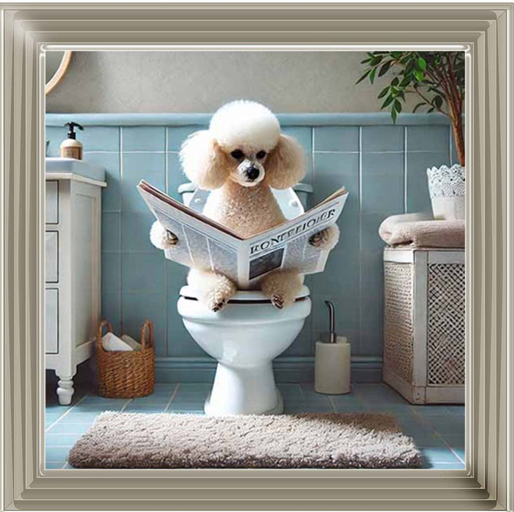 AN2211-C Poodle Sitting on Toilet
