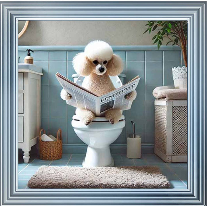 AN2211-C Poodle Sitting on Toilet