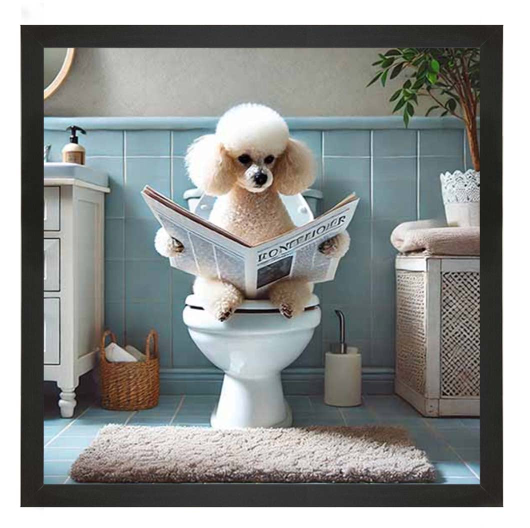 AN2211-C Poodle Sitting on Toilet