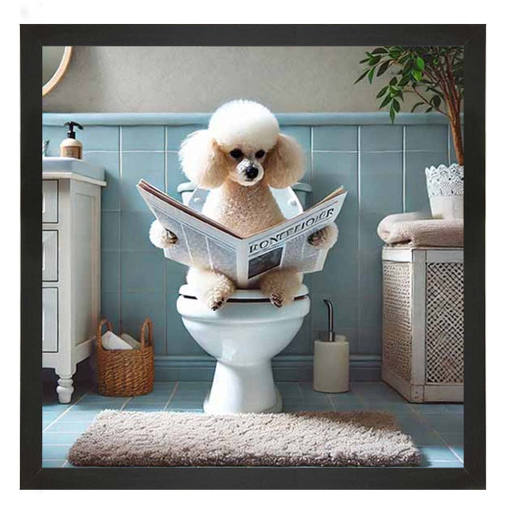 AN2211-C Poodle Sitting on Toilet
