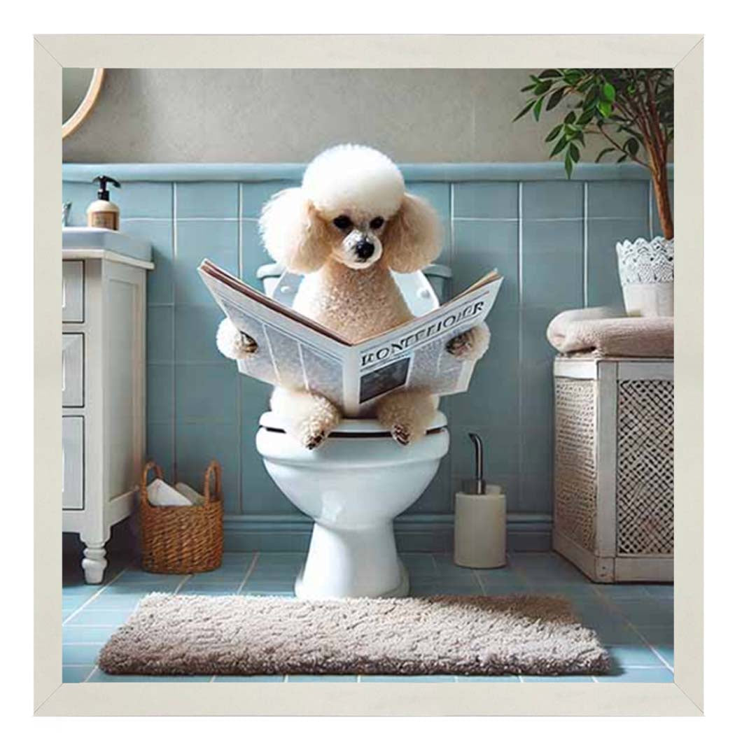 AN2211-C Poodle Sitting on Toilet