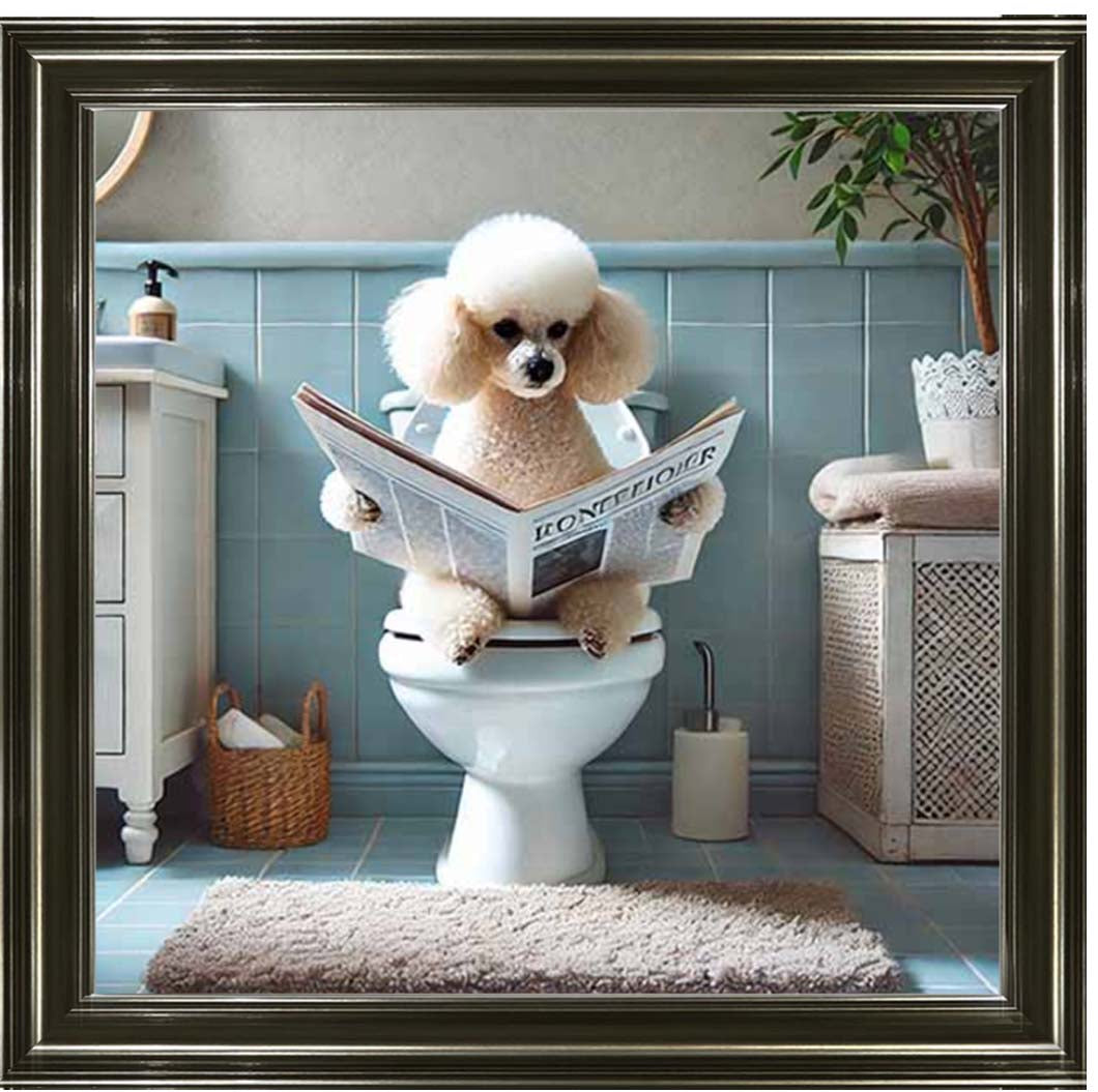 AN2211-C Poodle Sitting on Toilet