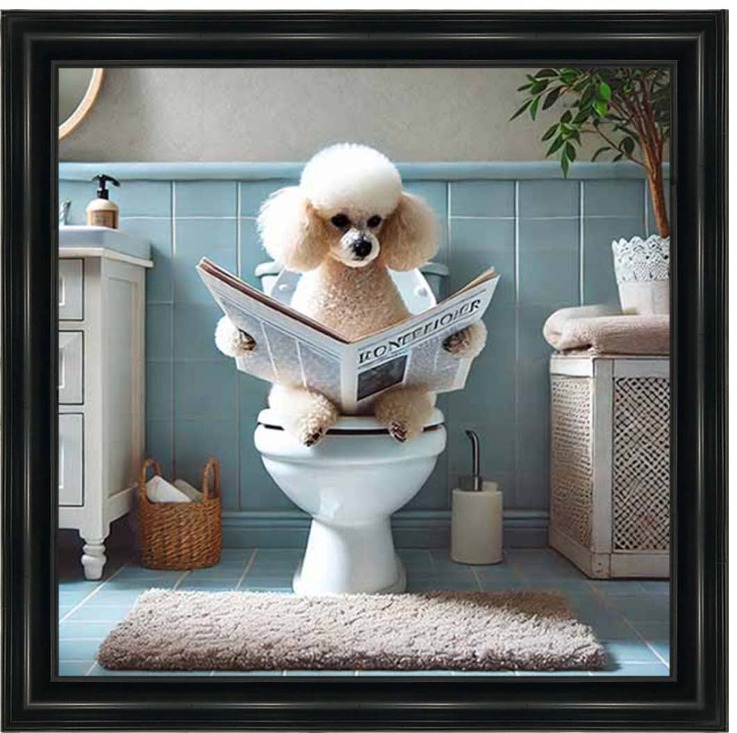 AN2211-C Poodle Sitting on Toilet
