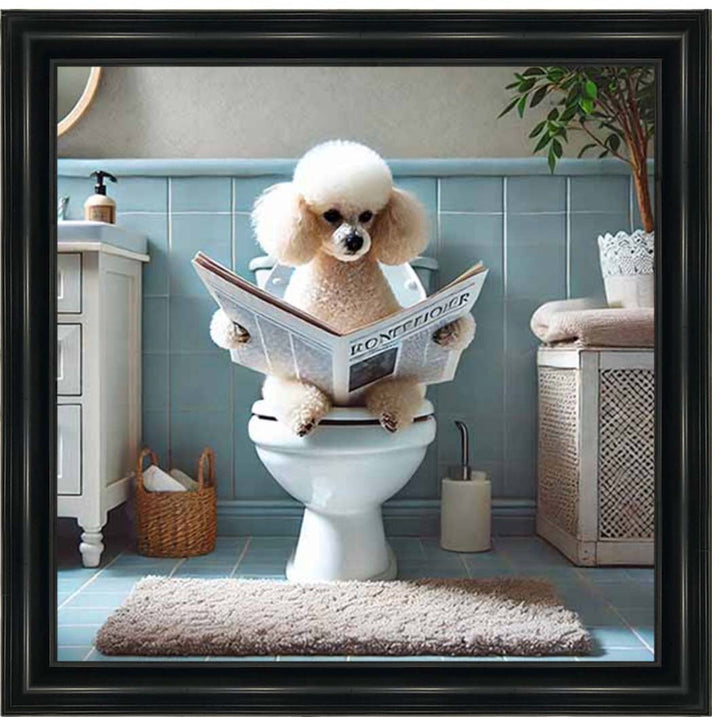 AN2211-C Poodle Sitting on Toilet