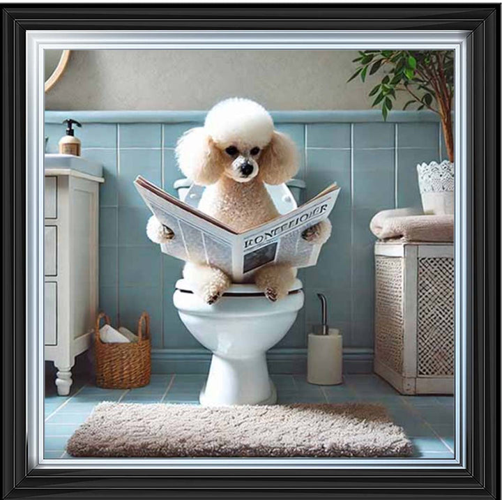 AN2211-C Poodle Sitting on Toilet