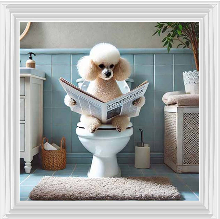 AN2211-C Poodle Sitting on Toilet