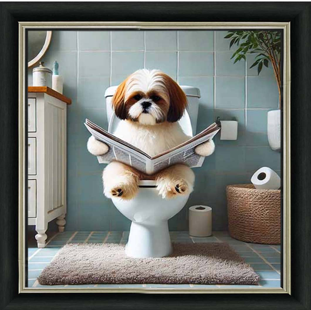 AN2212-C Shihtzu Sitting on Toilet