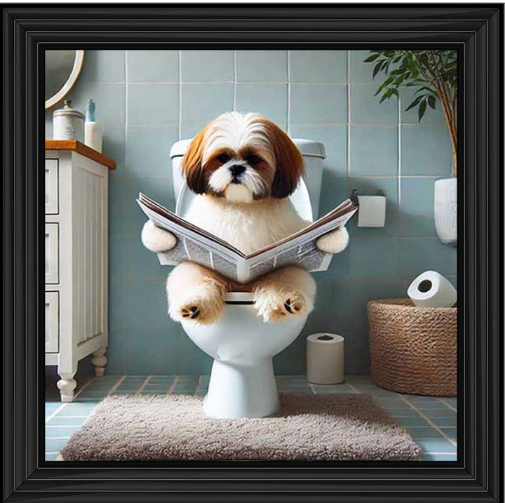 AN2212-C Shihtzu Sitting on Toilet