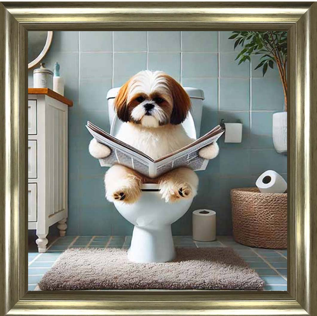 AN2212-C Shihtzu Sitting on Toilet