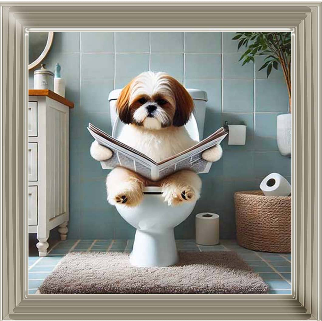AN2212-C Shihtzu Sitting on Toilet