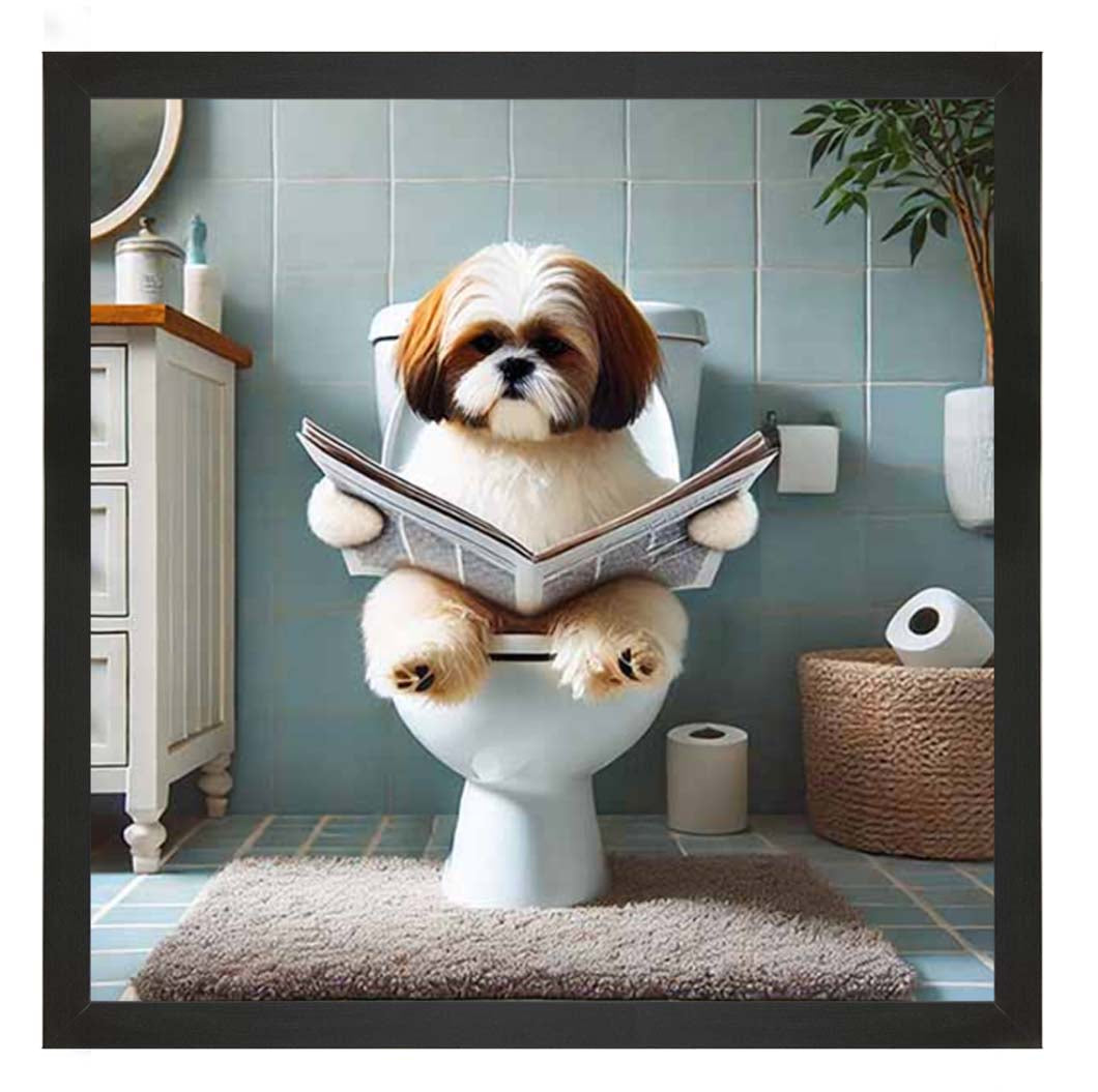 AN2212-C Shihtzu Sitting on Toilet