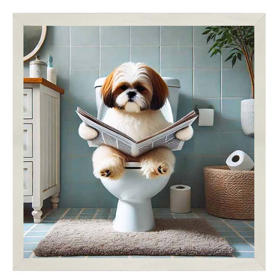AN2212-C Shihtzu Sitting on Toilet