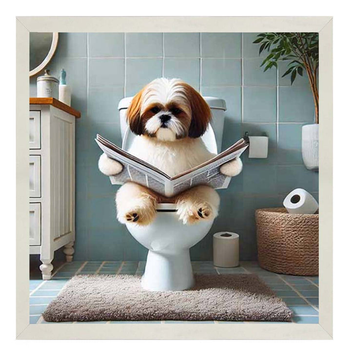 AN2212-C Shihtzu Sitting on Toilet