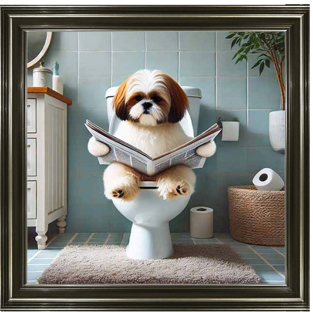 AN2212-C Shihtzu Sitting on Toilet