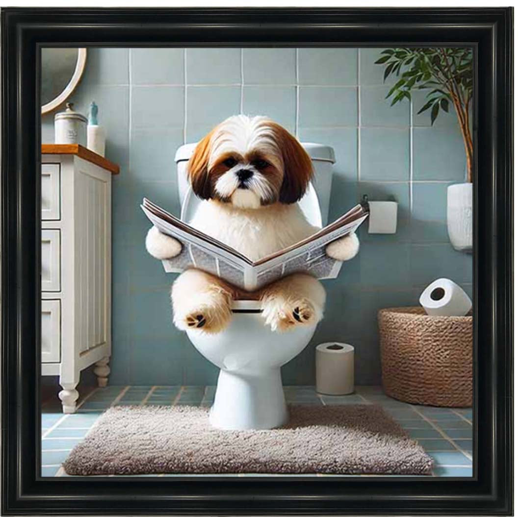 AN2212-C Shihtzu Sitting on Toilet