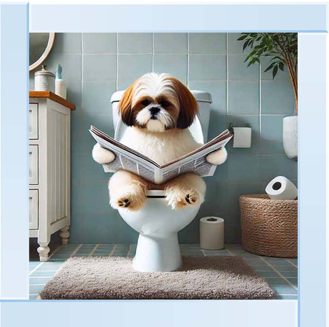 AN2212-C Shihtzu Sitting on Toilet