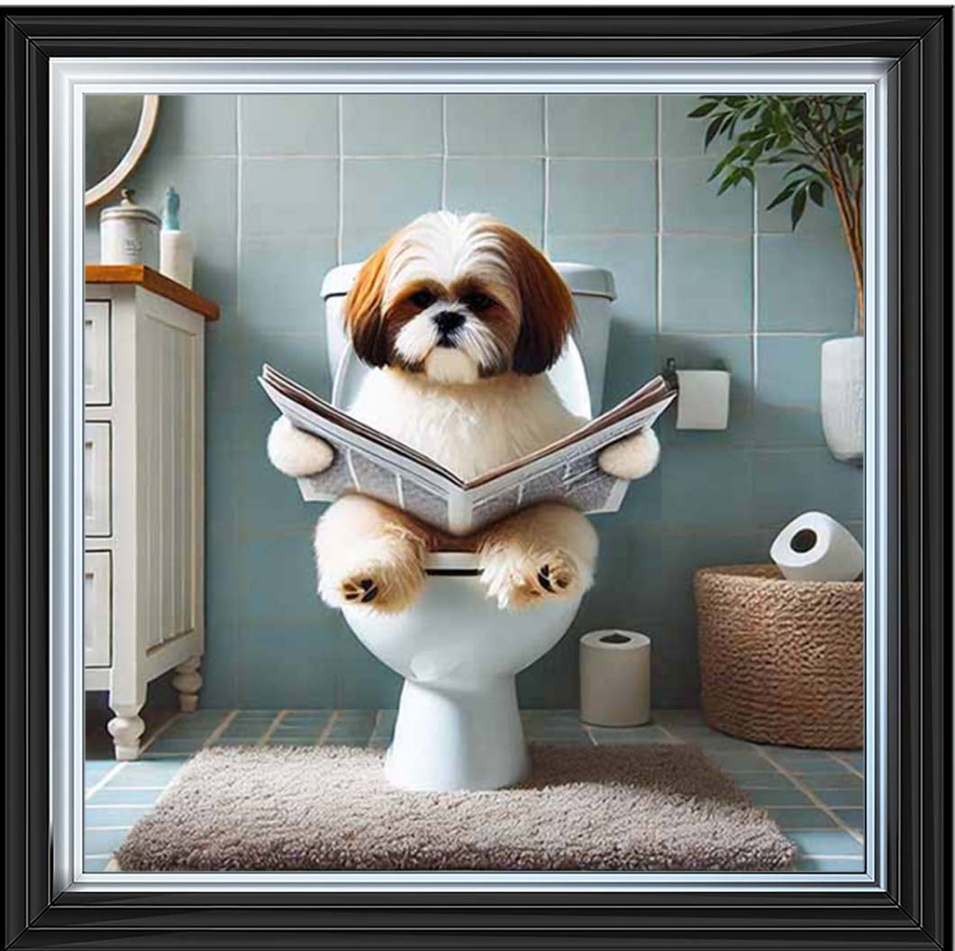 AN2212-C Shihtzu Sitting on Toilet