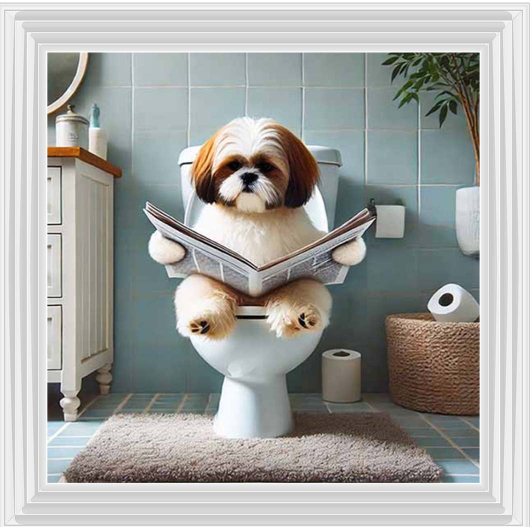 AN2212-C Shihtzu Sitting on Toilet