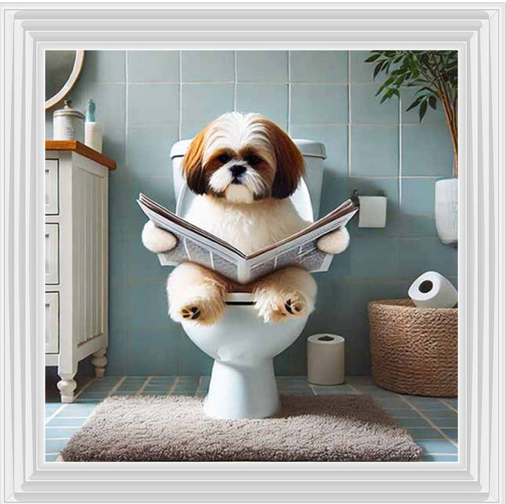 AN2212-C Shihtzu Sitting on Toilet