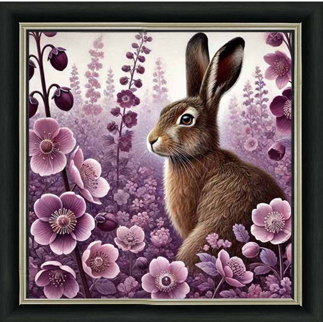 AN2271 Pink Flowers Bunny Facing Left