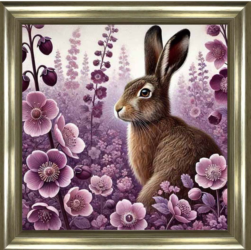 AN2271 Pink Flowers Bunny Facing Left