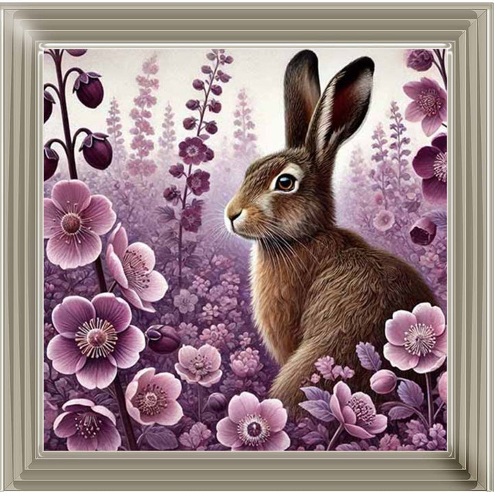 AN2271 Pink Flowers Bunny Facing Left