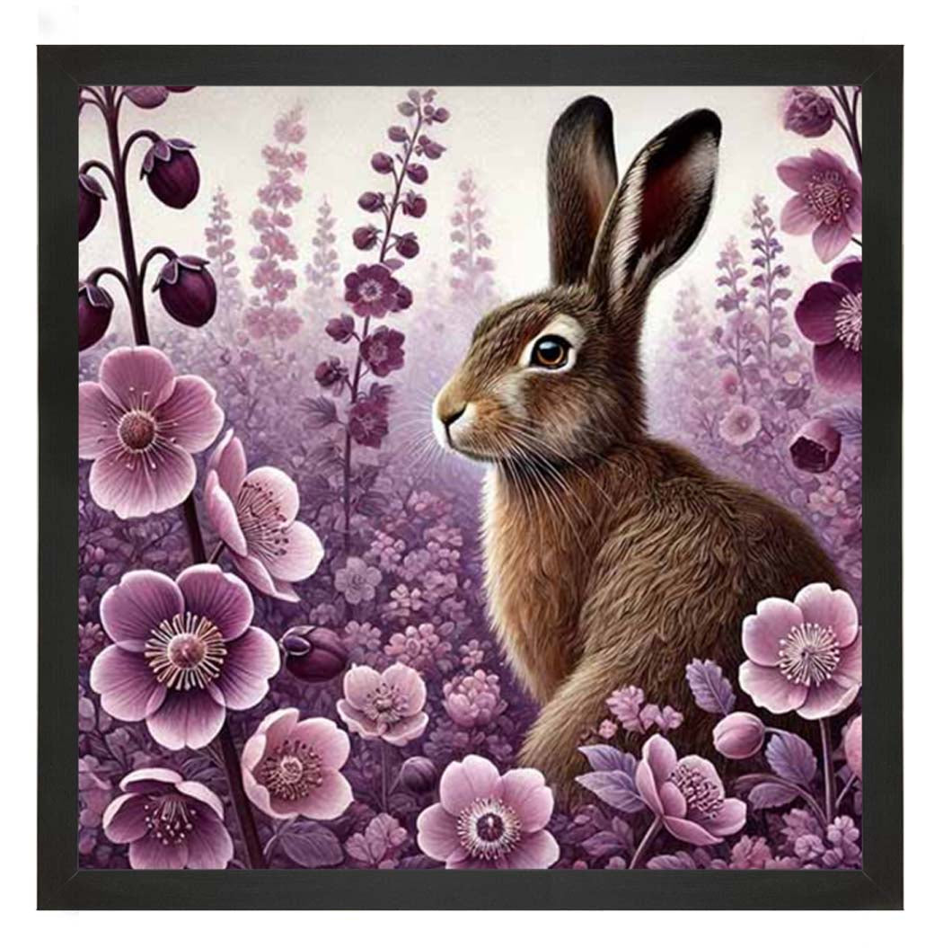 AN2271 Pink Flowers Bunny Facing Left