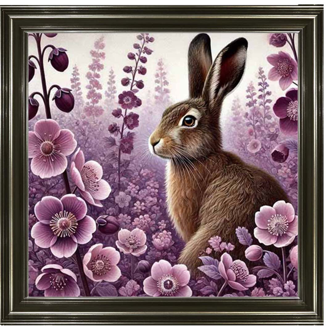 AN2271 Pink Flowers Bunny Facing Left