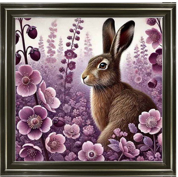 AN2271 Pink Flowers Bunny Facing Left