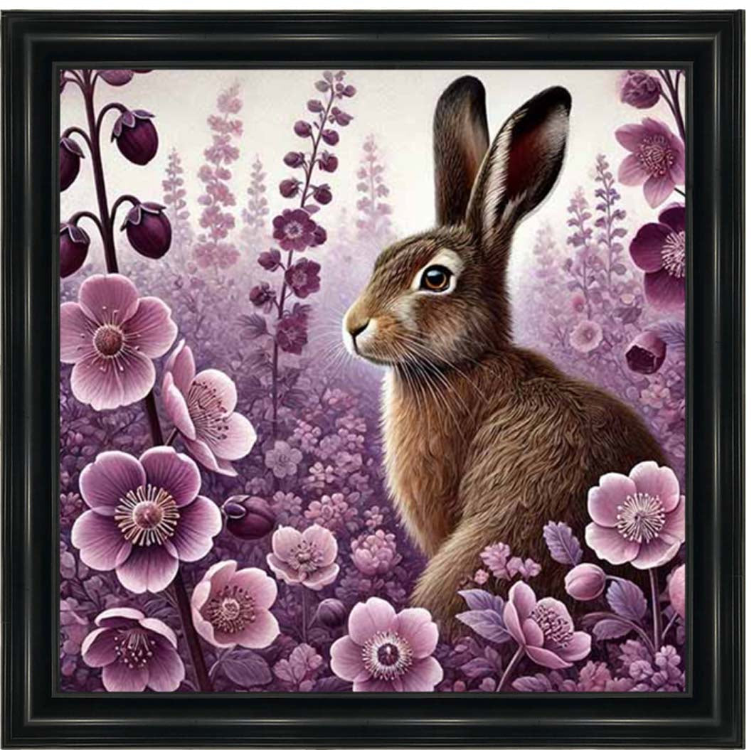 AN2271 Pink Flowers Bunny Facing Left