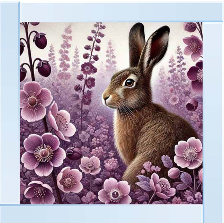 AN2271 Pink Flowers Bunny Facing Left