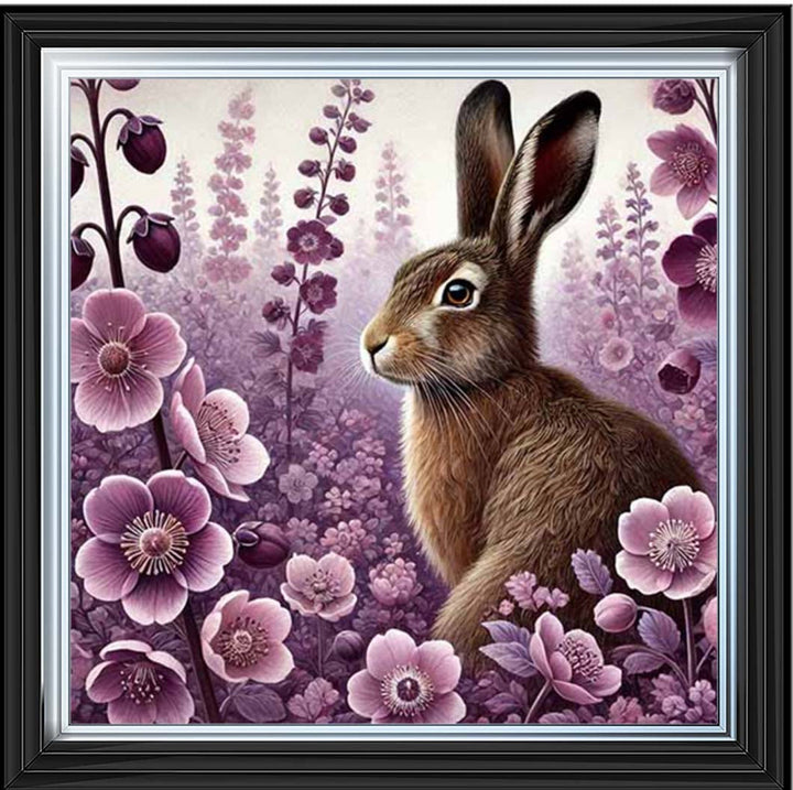 AN2271 Pink Flowers Bunny Facing Left
