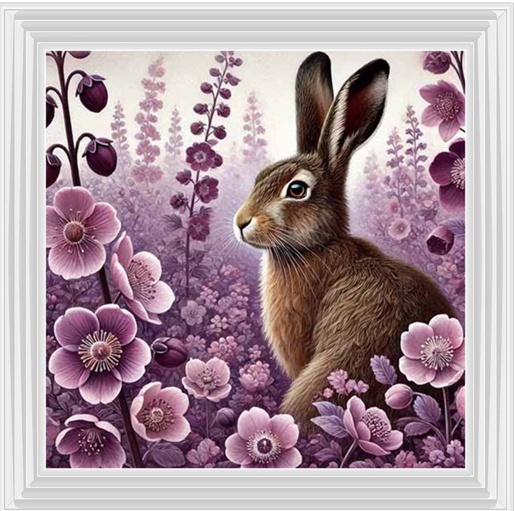 AN2271 Pink Flowers Bunny Facing Left