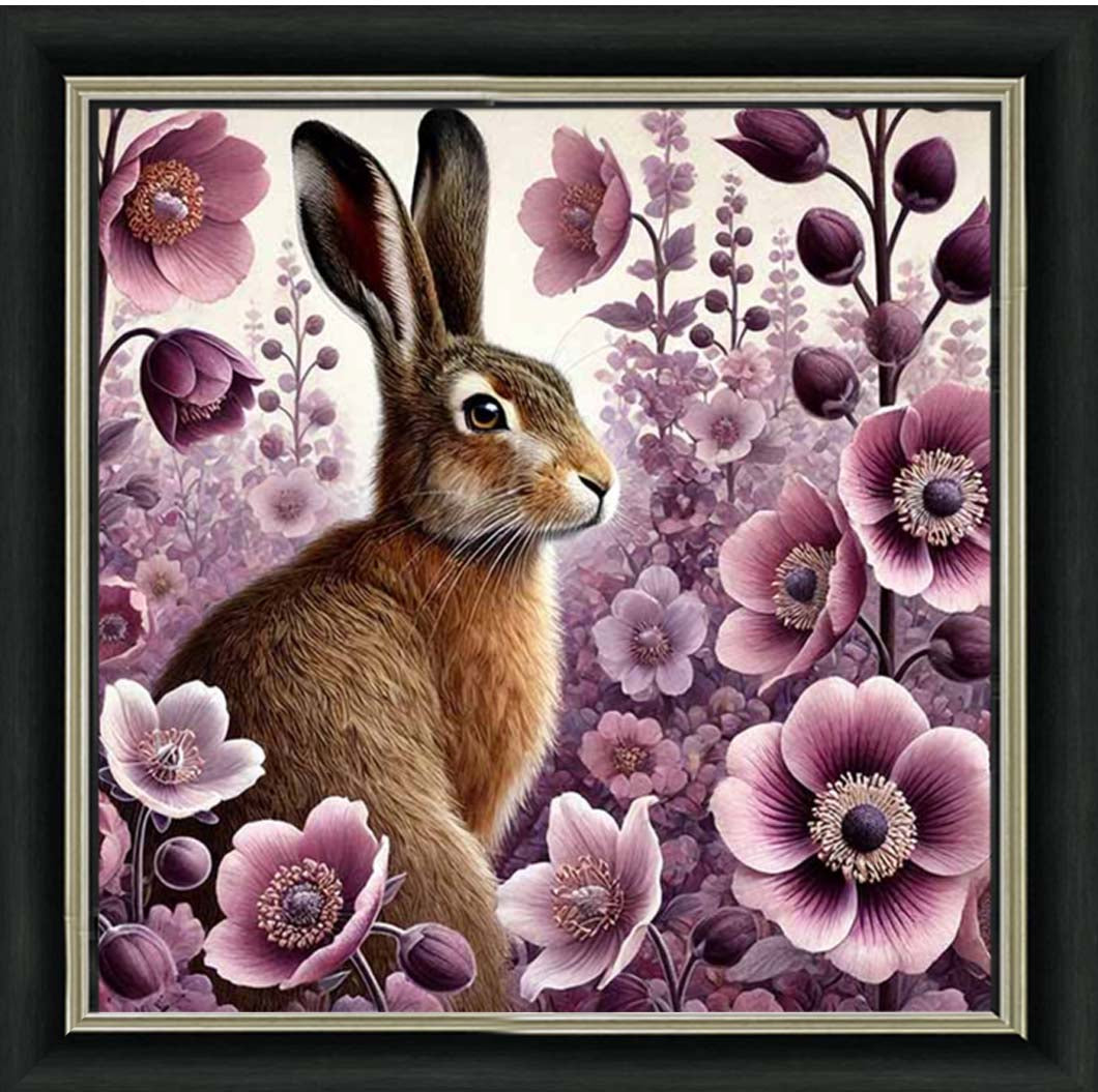 AN2272 Pink Flowers Bunny Facing Right