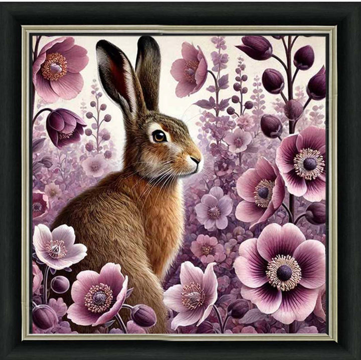 AN2272 Pink Flowers Bunny Facing Right