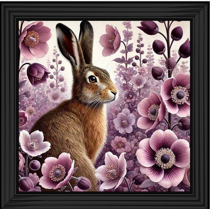 AN2272 Pink Flowers Bunny Facing Right