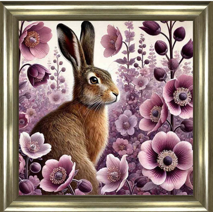 AN2272 Pink Flowers Bunny Facing Right