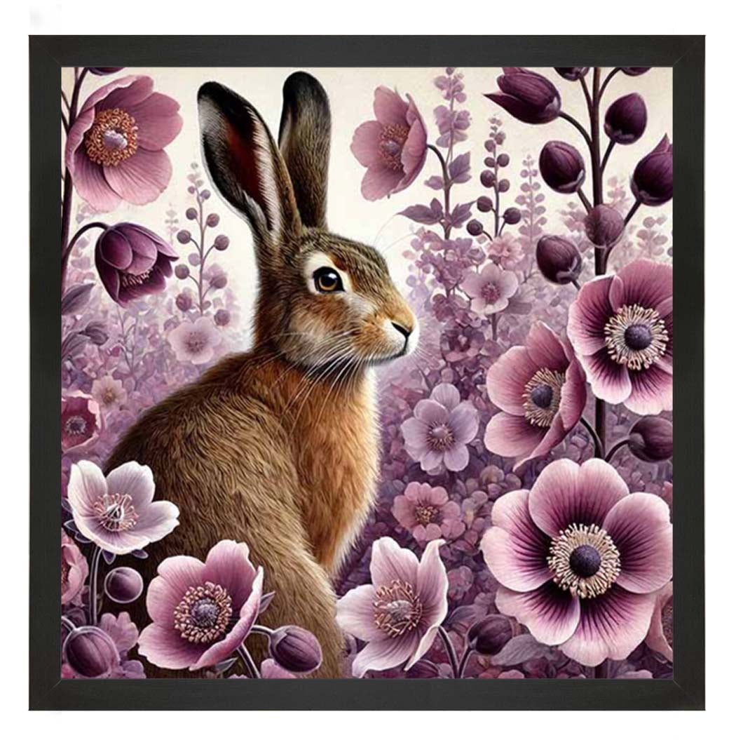 AN2272 Pink Flowers Bunny Facing Right