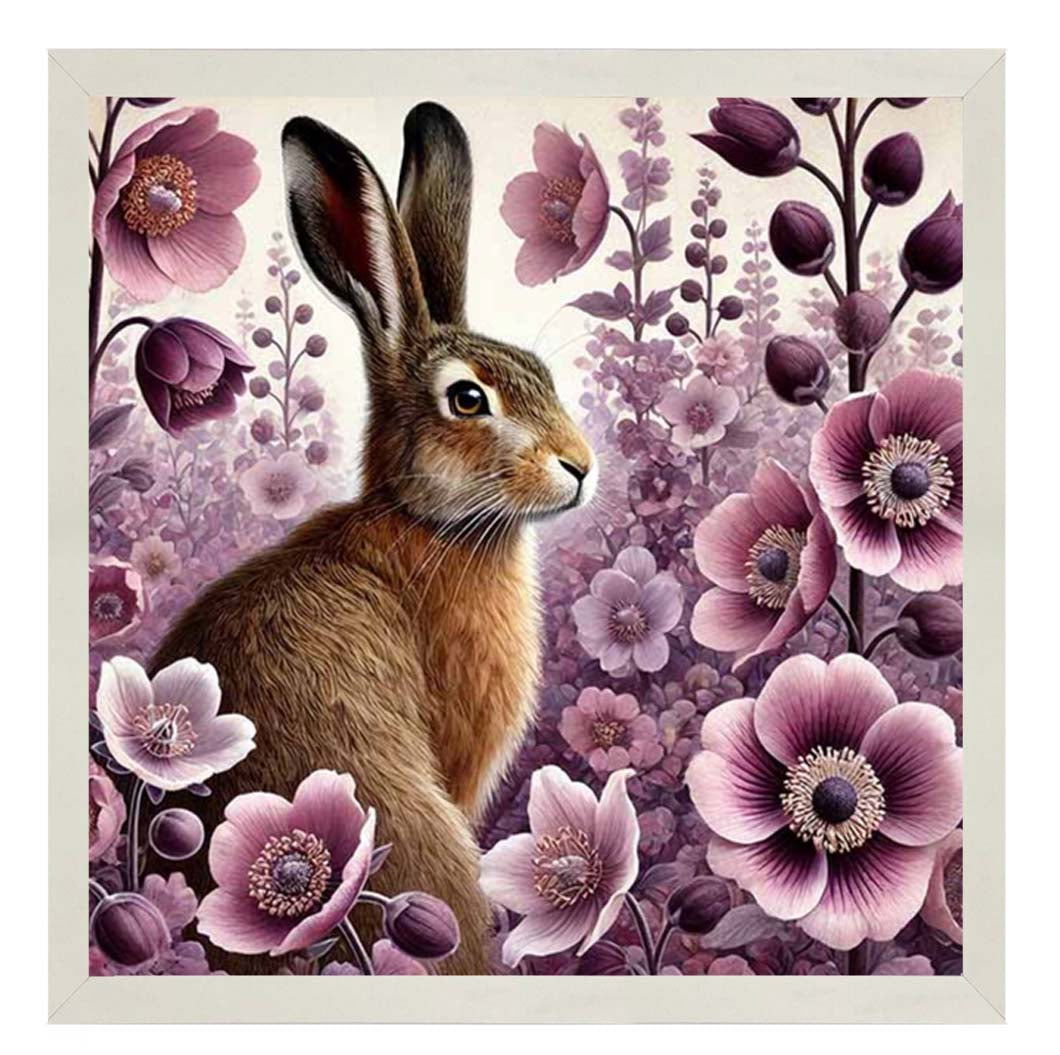 AN2272 Pink Flowers Bunny Facing Right