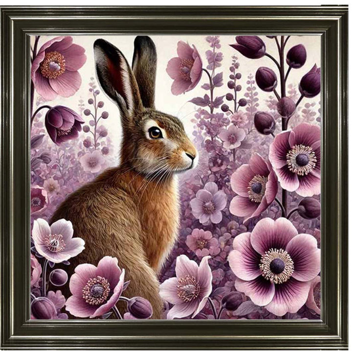 AN2272 Pink Flowers Bunny Facing Right