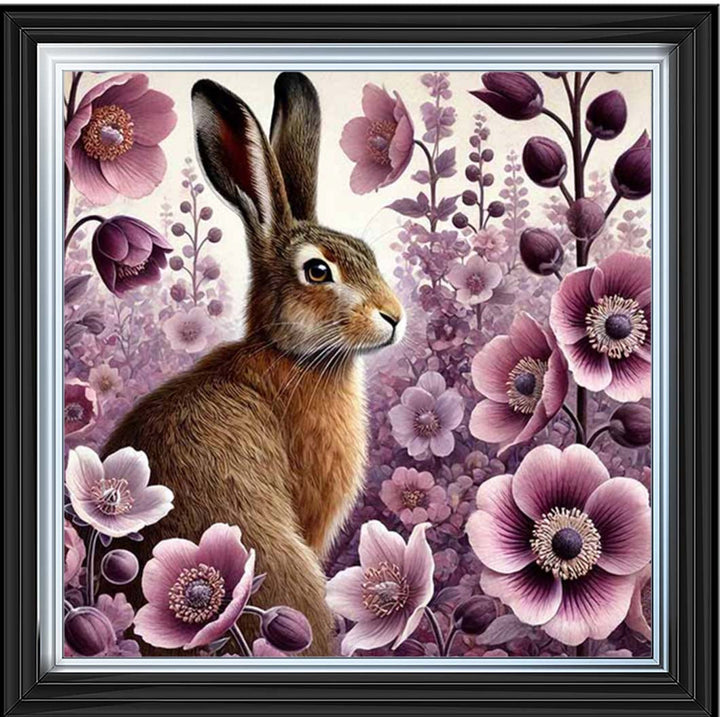 AN2272 Pink Flowers Bunny Facing Right